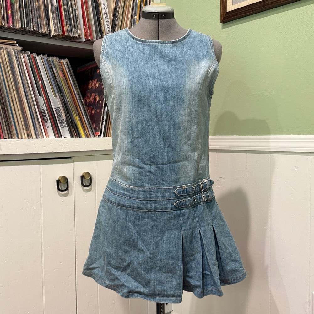 Vintage Y2K Denim Pleated Dress